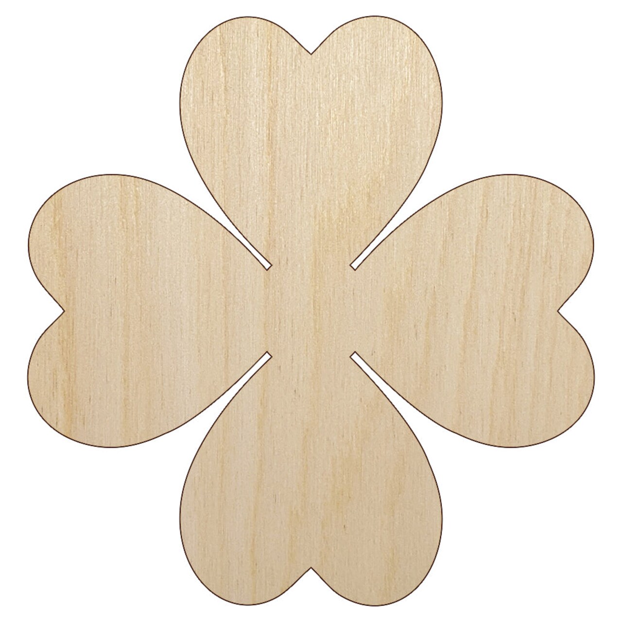 Four Leaf Clover Lucky Solid Unfinished Wood Shape Piece Cutout for DIY Craft Projects